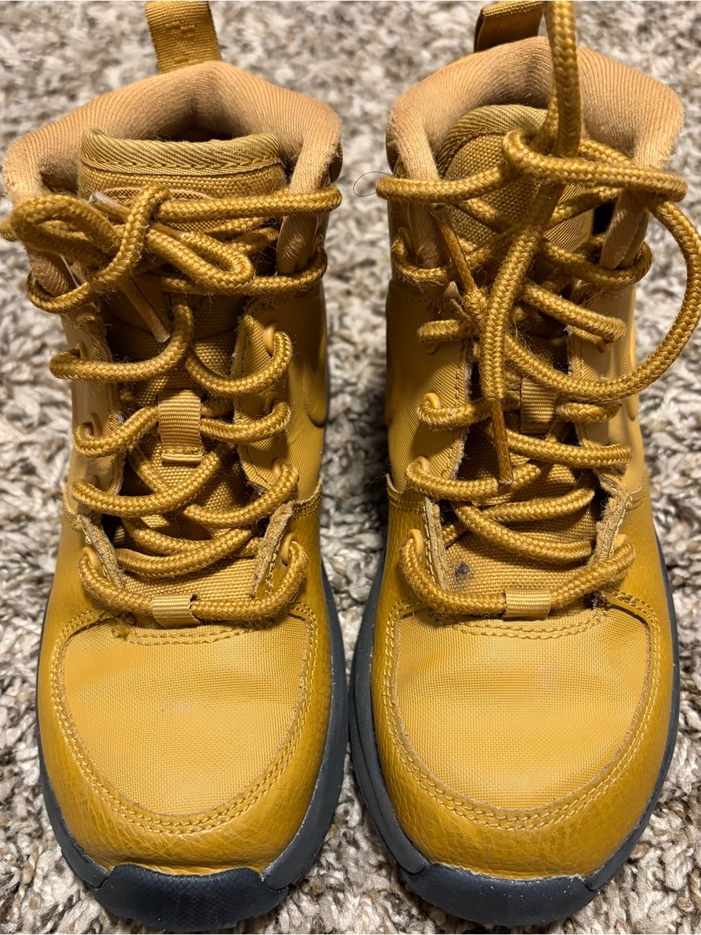 Nike Kids' Mustard Yellow Lace-Up Boots